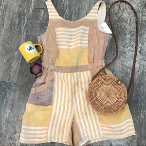 NWT Anthropologie Wesley Striped Linen Romper